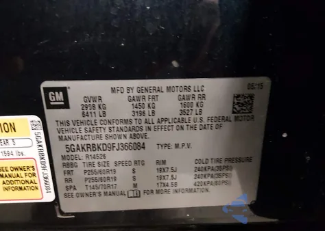 2015 Buick Enclave Leather из США, поврежденный, VIN 5GAKRBKD9FJ366084